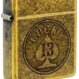Sharp Antique Brass Lucky 13 Ace Of Spades Zippo Lighter